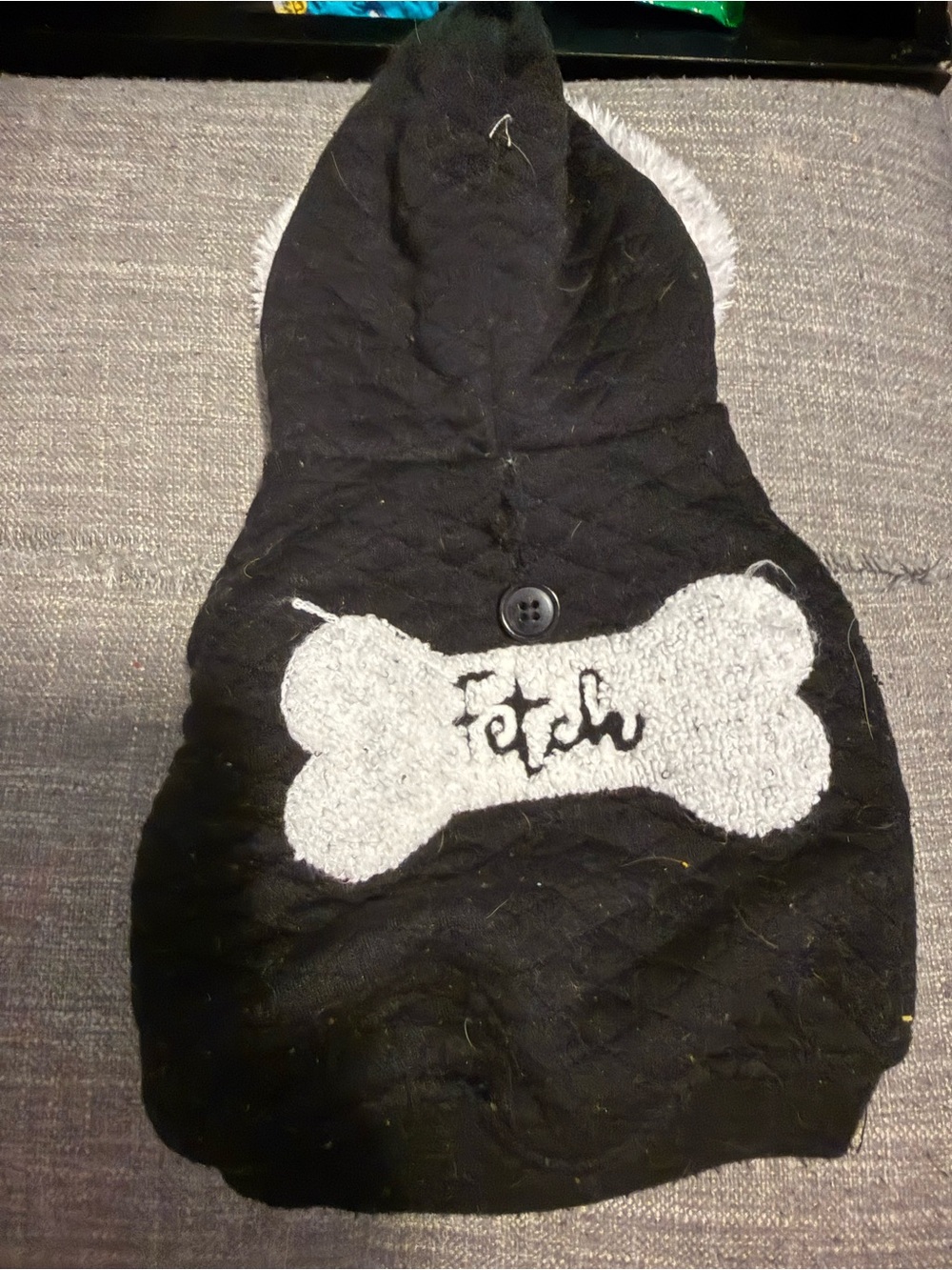 Black 'Fetch' Bone Hooded Dog Jacket